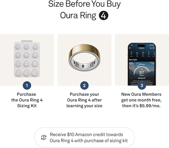 Ring (Buy Sizing Kit First) - Most Accurate Smart Ring, Track Sleep, Activity, Readiness, Stress, Menstrual Health And More - Upto 6 Days Battery - Size 11 - Stardust Silver
