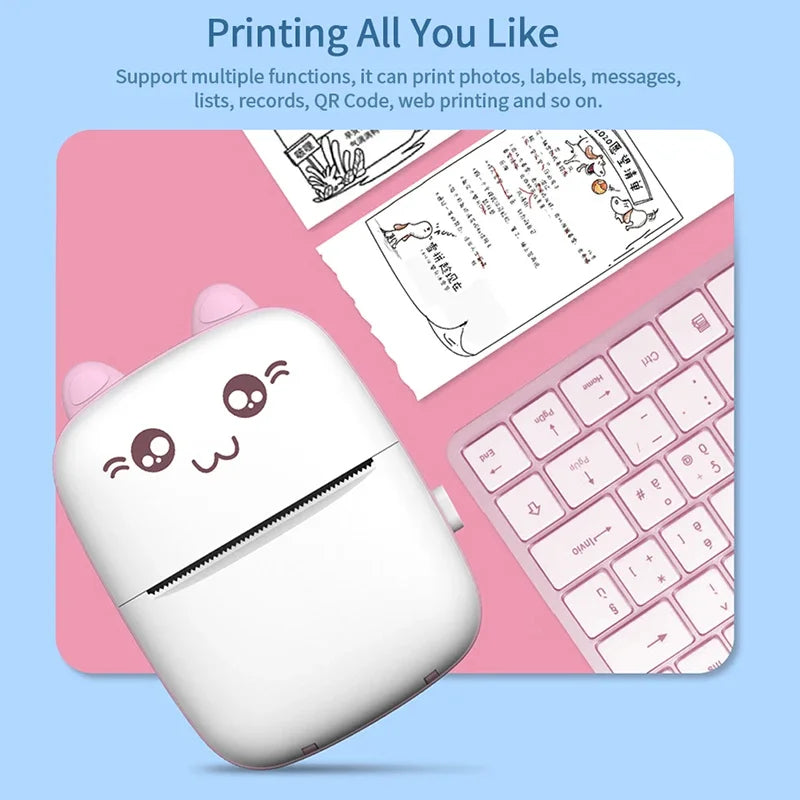 Mini Cat Portable Bluetooth Thermal Printer Android & IOS App