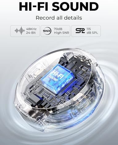 Wireless Microphone for iPhone, Android and Camera, 48KHz 24Bit Hi-Fi Audio, 1000ft LOS Range, Noise Cancellation, 40H Duration for Vlogging, YouTube, Streaming