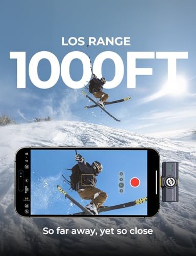 Wireless Microphone for iPhone, Android and Camera, 48KHz 24Bit Hi-Fi Audio, 1000ft LOS Range, Noise Cancellation, 40H Duration for Vlogging, YouTube, Streaming