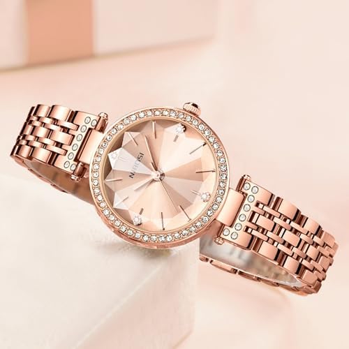 Analog Rose Gold Women's Watches for Girls&Miss&Ladies Diamond Studded with Stylish Watches Waterproof