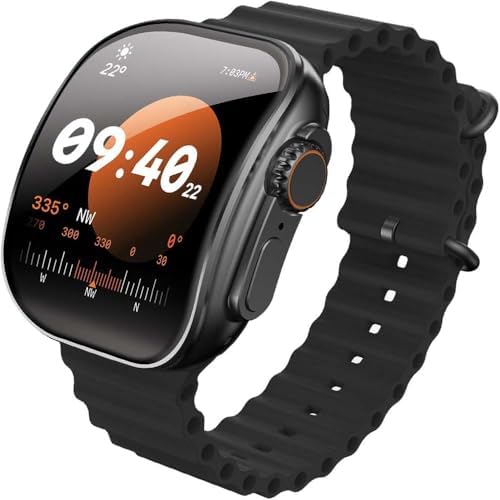 Curve Smartwatch – 2.01" AMOLED Display, AI Assistant, Bluetooth Calls & Fitness Tracker | Wireless Charging | IP68 Waterproof (Black)