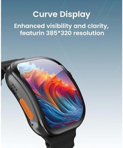 Curve Smartwatch – 2.01" AMOLED Display, AI Assistant, Bluetooth Calls & Fitness Tracker | Wireless Charging | IP68 Waterproof (Black)