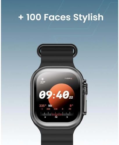 Curve Smartwatch – 2.01" AMOLED Display, AI Assistant, Bluetooth Calls & Fitness Tracker | Wireless Charging | IP68 Waterproof (Black)