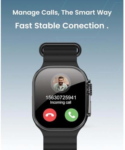 Curve Smartwatch – 2.01" AMOLED Display, AI Assistant, Bluetooth Calls & Fitness Tracker | Wireless Charging | IP68 Waterproof (Black)